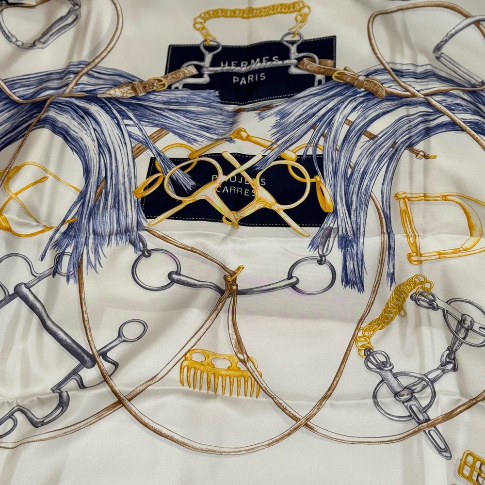 Hermes Projects Carres Au Crayon 90 Silk Scarf